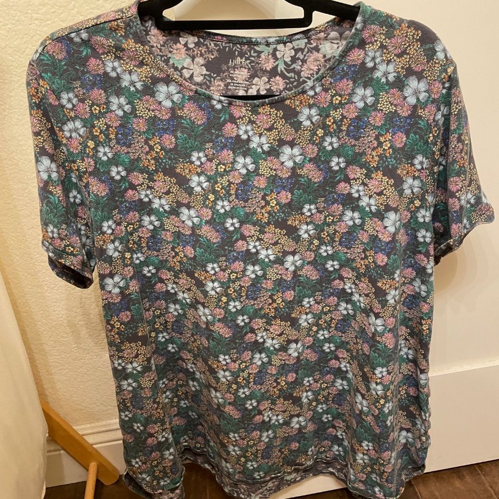 J Jill 95% cotton floral short sleeve top sz XL